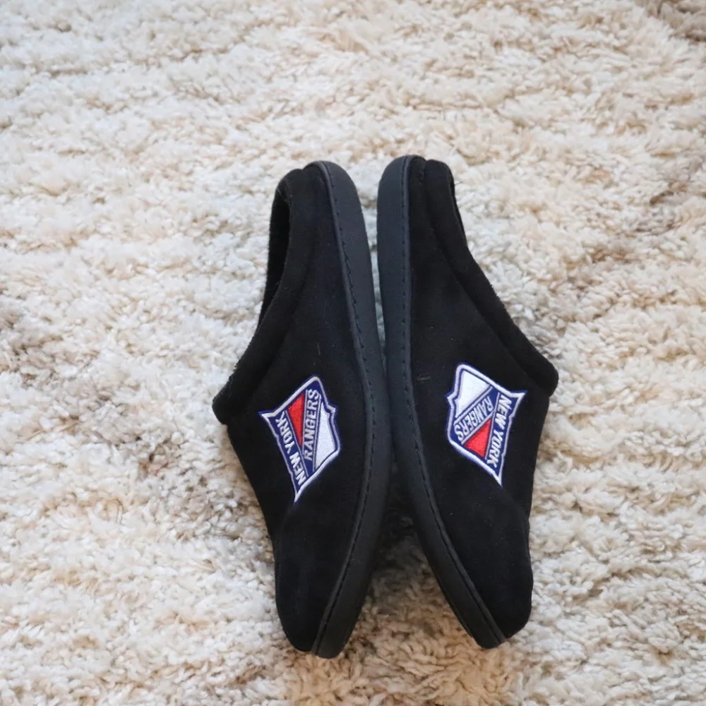Mens New York Ranger Black Scuff Embroidered Logo Memory Foam Slipper Size XL - Picture 9 of 15